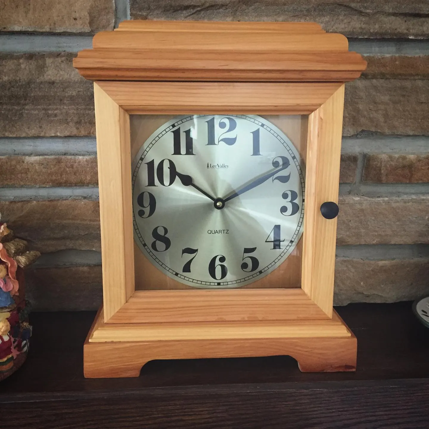 Handmade cedar mantel clock by Walkercraft Carpentry